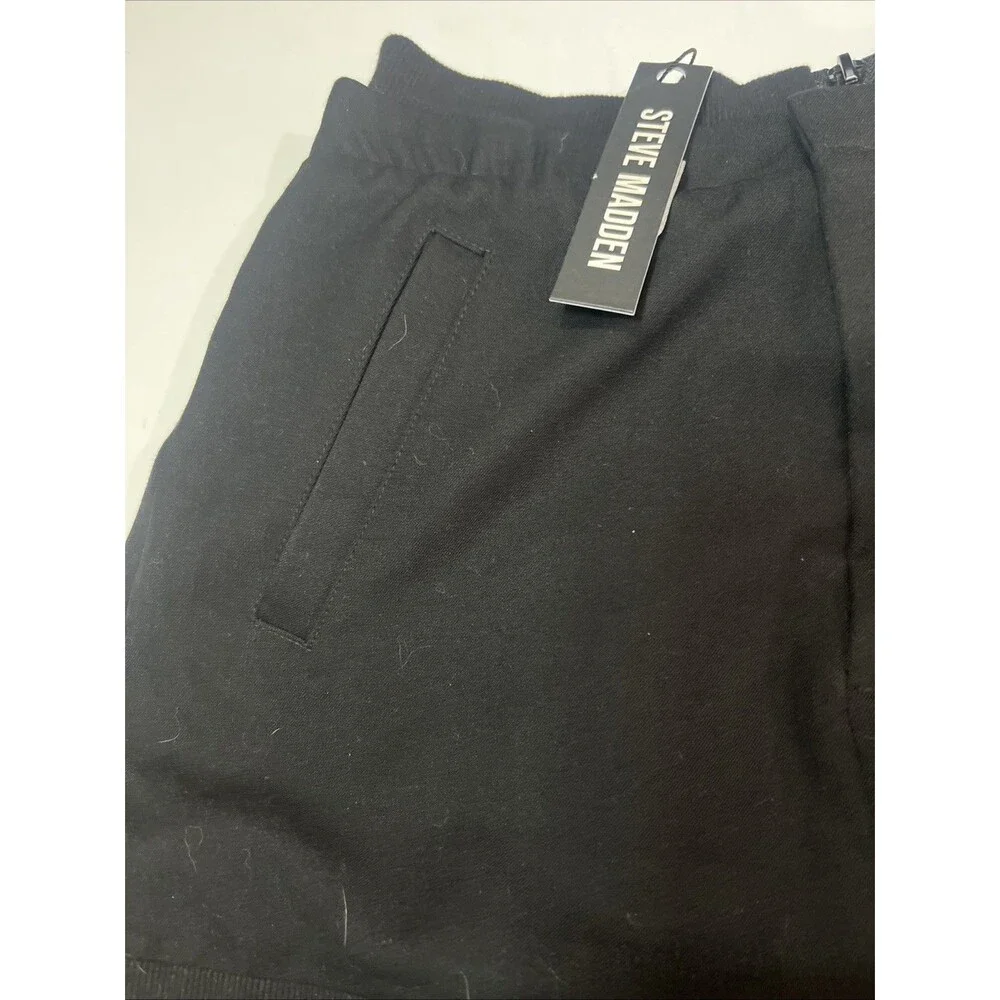 Steve‎ Madden Dua Skirt Women 2 Black Skort Mini Pockets Casual Ribbed Hem